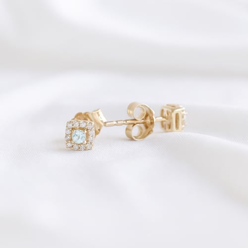 Strieborné akvamarínové náušnice s lab-grown diamantmi Noelle