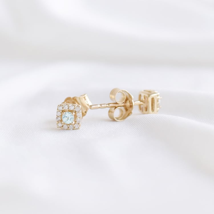 Strieborné akvamarínové náušnice s lab-grown diamantmi Noelle 104106