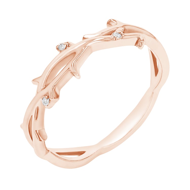 Nežný prsteň s naturálnym motívom s lab-grown diamantmi Elly 105658