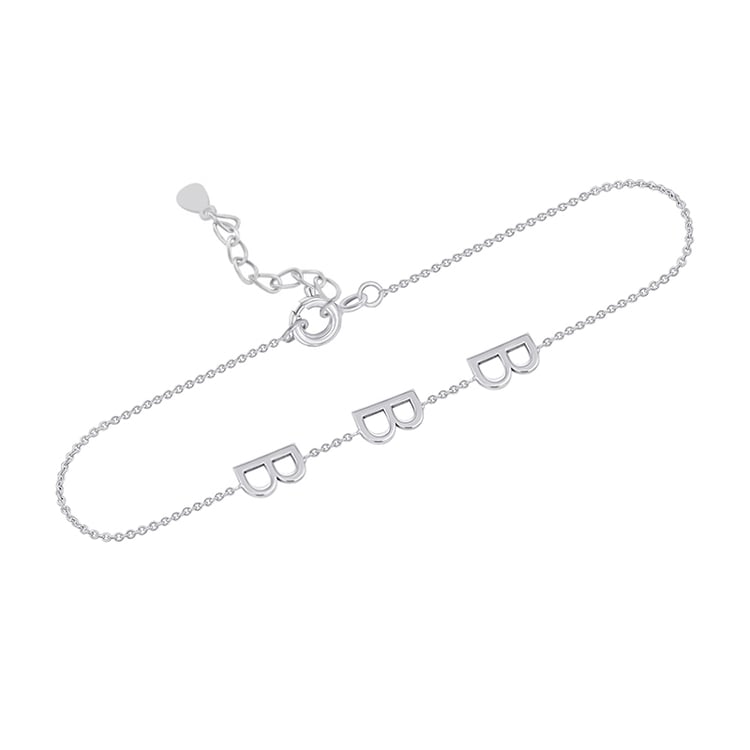 Strieborný náramok s 3 písmenami vašej voľby Ainslee