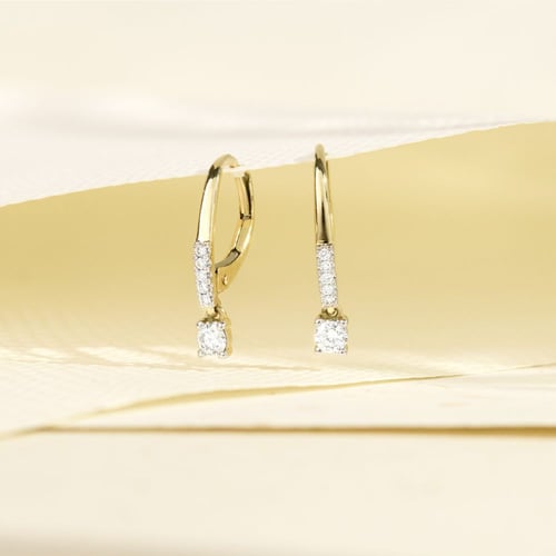 Strieborné visiací náušnice s 0.1ct prírodným diamantom Noor