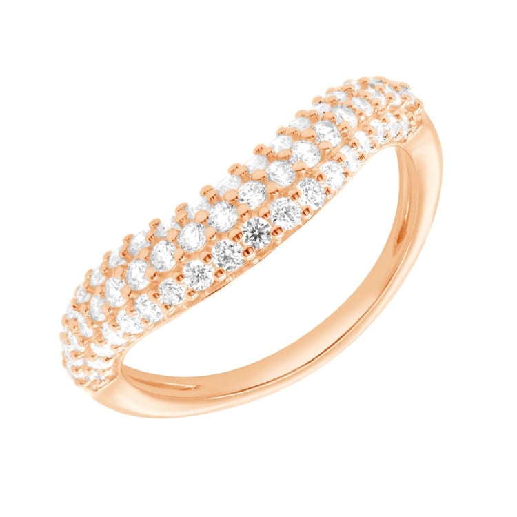 Half eternity zvlnený strieborný prsteň s lab-grown diamantmi Sven 162386