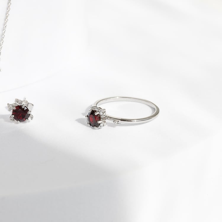 Cluster kolekcia šperkov s českými granátmi a diamantmi Odette 144003