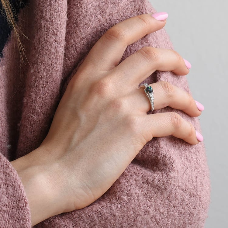 Prsteň zo striebra s čiernym opálom 92834