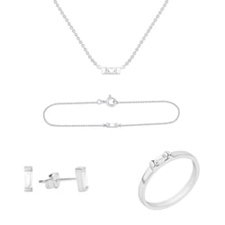 Zlatý set s baguette bielymi zafírmi Saanvi