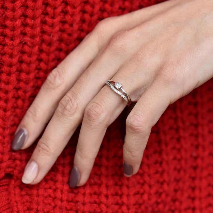 Zlatý zásnubný set s baguette diamantom 27705