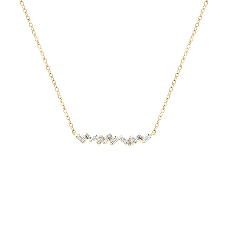 Náhrdelník s baguette syntetickými diamantmi zo žltého zlata