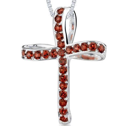 Náhrdelník kríž s granátmi 3353