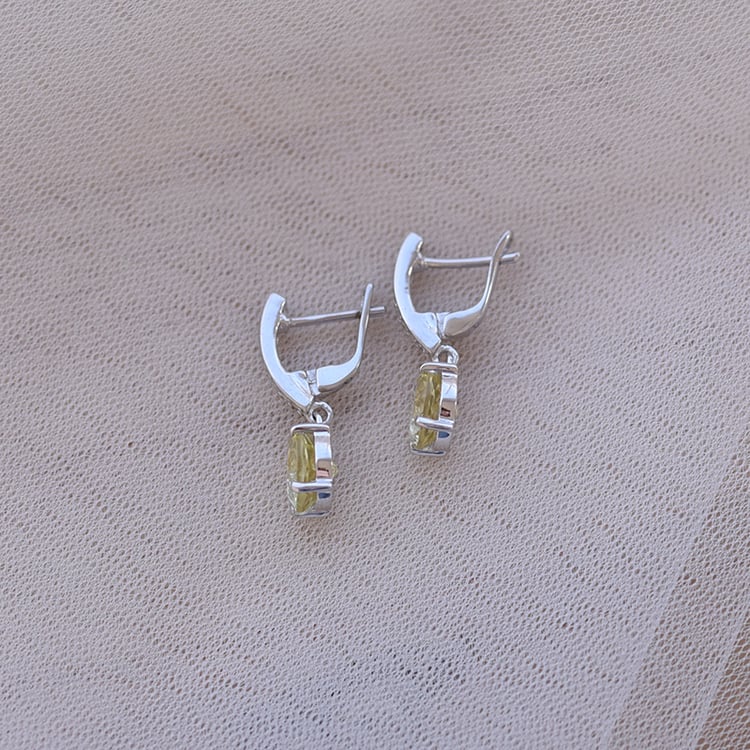 Visiace náušnice s citrónovými topaz a zirkónmi 60168