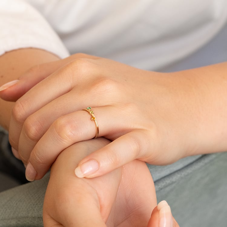 Minimalistický prsteň so smaragdom, olivínom a citrínom Idalia 144788