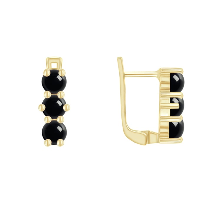 Pozlatené ónyxové náušnice 90334