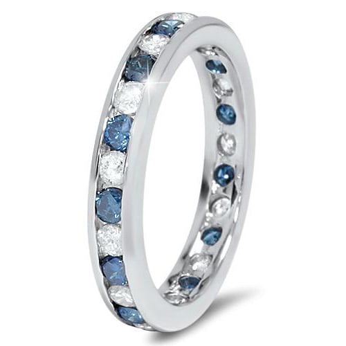 Diamantová obrúčka s modrými diamantmi