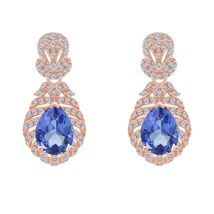 Zlaté náušnice s tanzanitmi 62202