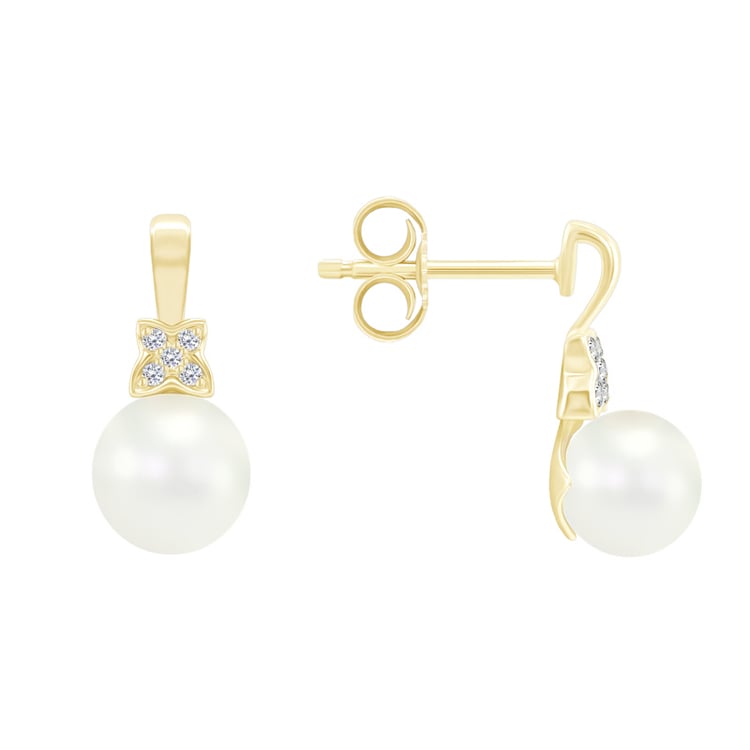 Zlaté náušnice s perlami a diamantmi 43636