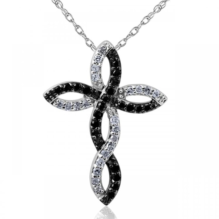 Zlatý náhrdelník s čiernymi a bielymi diamantmi