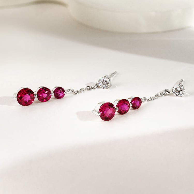 Strieborné náušnice s rubíny Vasia 161550