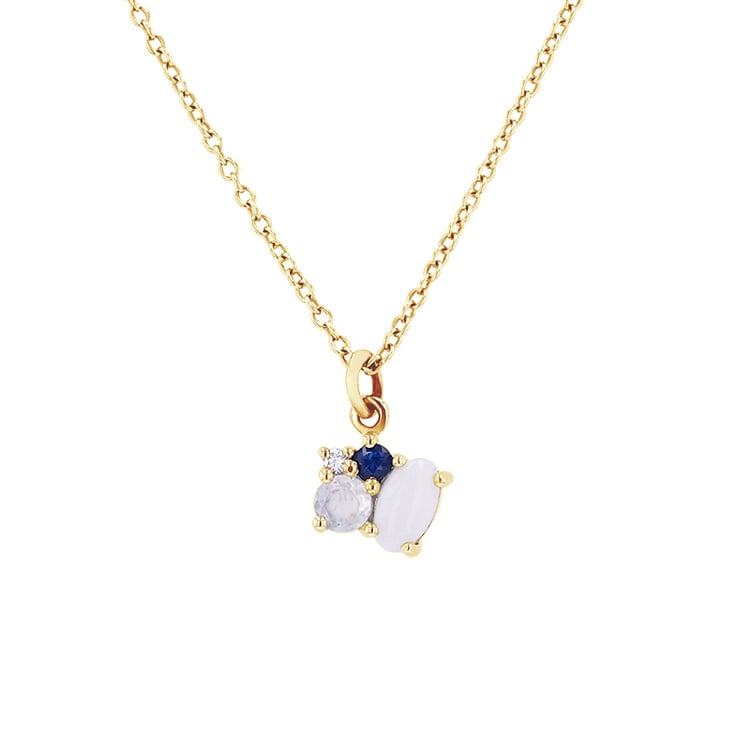 Zlatý prívesok s mesačným kameňom a opálom 78348