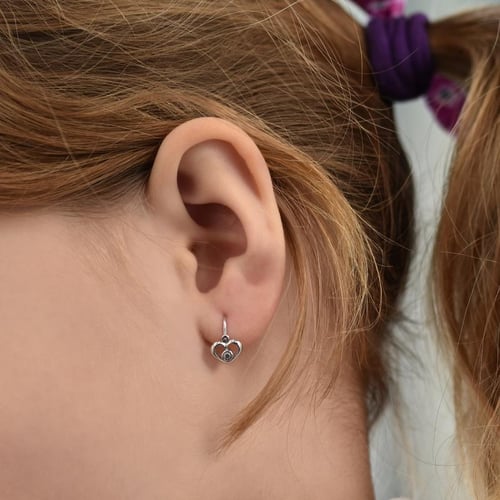 Zlaté detské náušnice srdiečka s lab-grown diamantmi Ariel