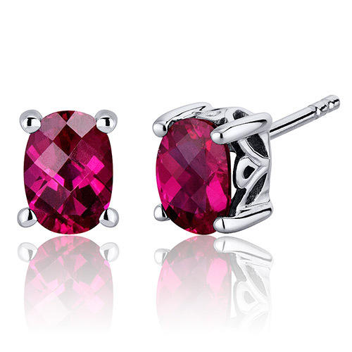Strieborné náušnice s oválnymi rubínmi Dinalle