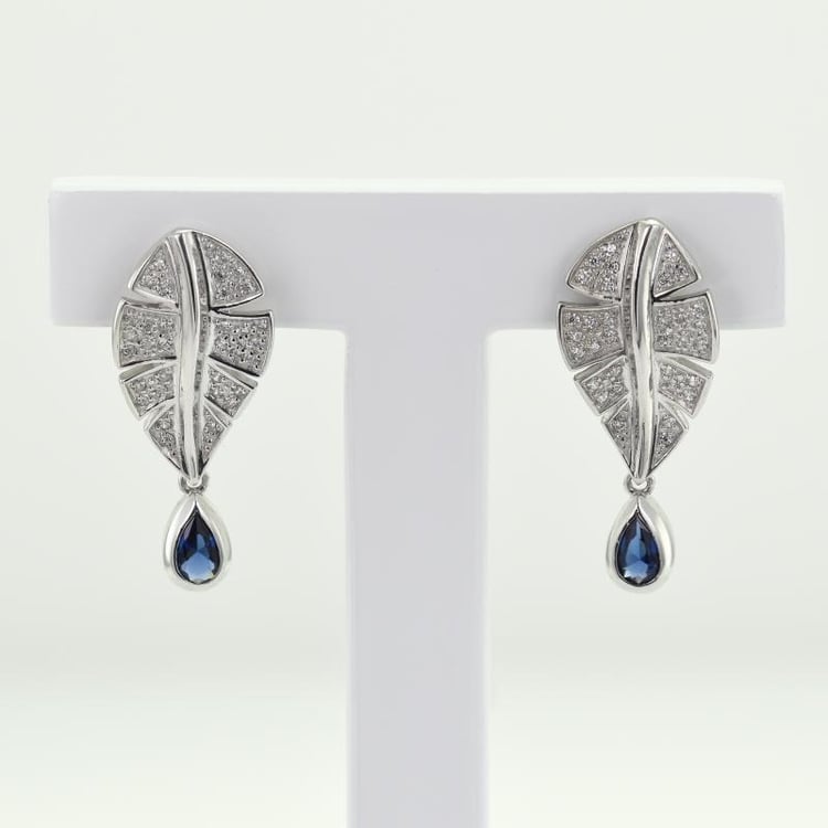 Náušnice so zafírmi a zirkónmi 50032