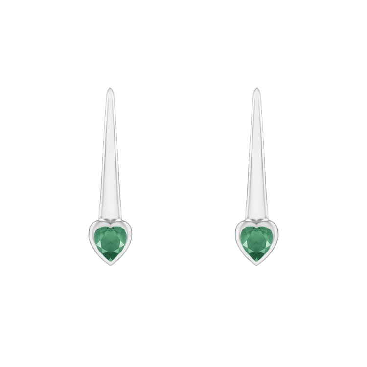 Visiace náušnice so smaragdovými srdiečkami Levy 144771