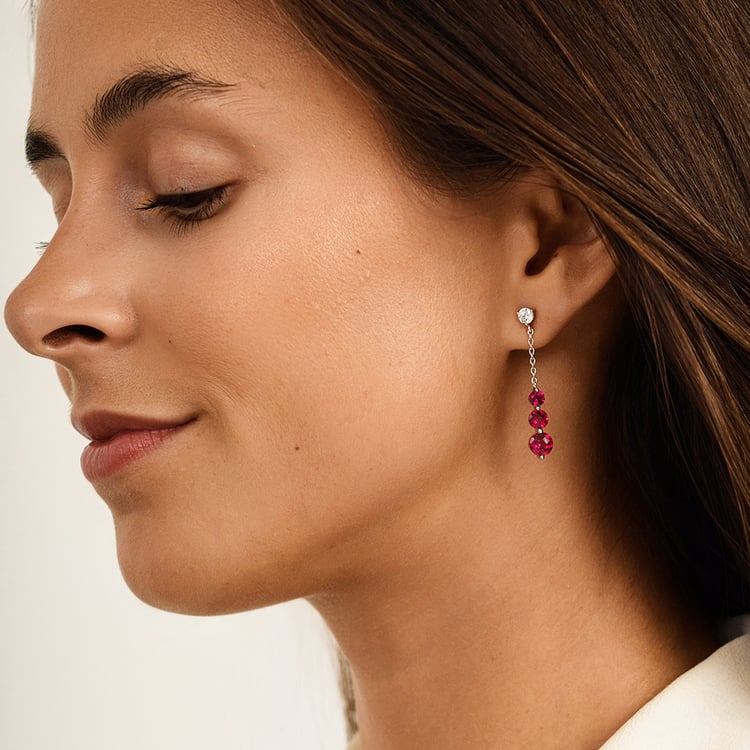 Strieborné náušnice s rubíny Vasia 162681