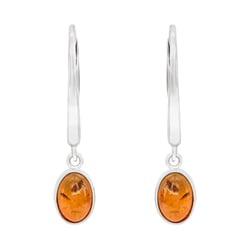 Zlaté visiace náušnice s jantármi Tariana