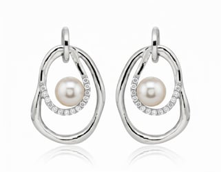 Strieborné perlové náušnice s bielym topásom Frida