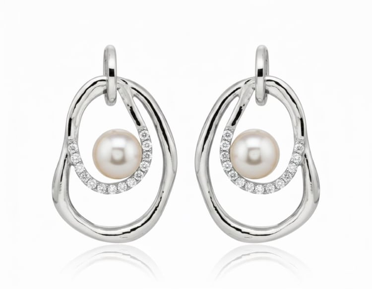 Strieborné perlové náušnice s bielym topásom 163834
