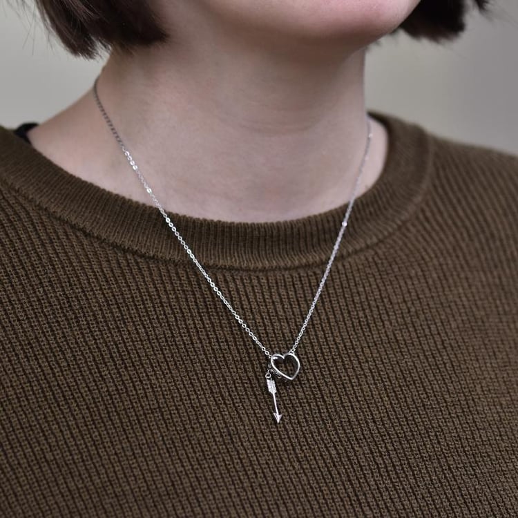 Strieborné srdce prestrelené šípom 29390