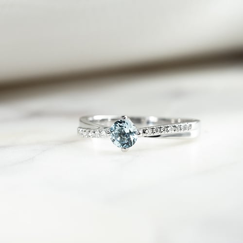 Prsteň s akvamarínom a lab-grown diamantmi Sanely