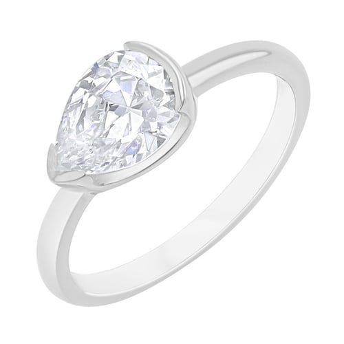 Zásnubný prsteň s half-bezel lab-grown pear diamantom Timarete