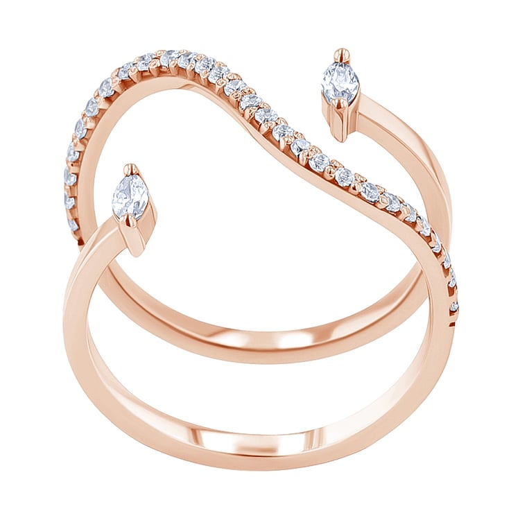 Atypický prsteň s moissanitmi Rishi 137123