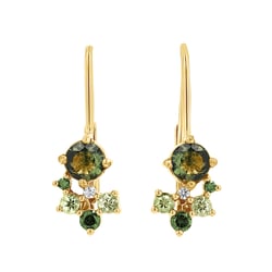 Cluster náušnice s vltavínmi, zafírmi a diamantmi Gita