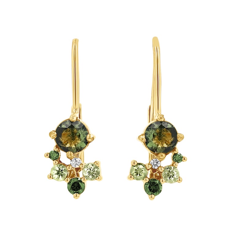 Cluster náušnice s vltavínmi, zafírmi a diamantmi Gita 146865