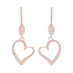 Zlaté visiace náušnice v tvare srdca s diamantmi Sahar