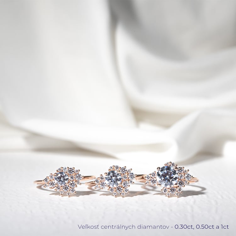 Atypický zásnubný cluster prsteň s lab-grown diamantmi Sunan 128776