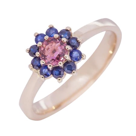 Zlatý prsteň s turmalínom a zafírmi Haidi 59248