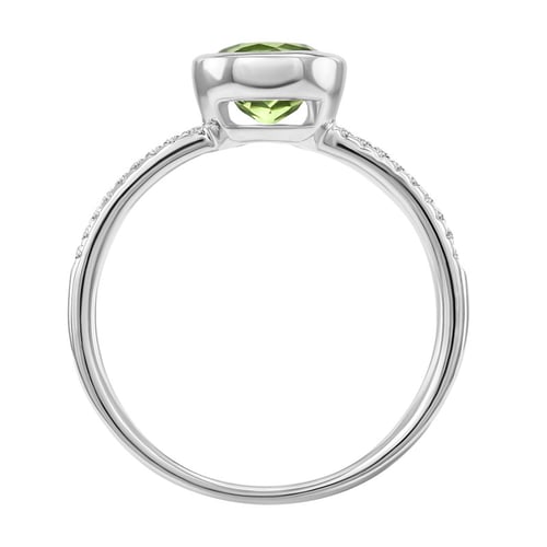 Žiarivý zlatý prsteň s olivínom a diamantmi Czarina