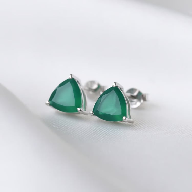 Náušnice zo striebra so zelenými acháty 163767