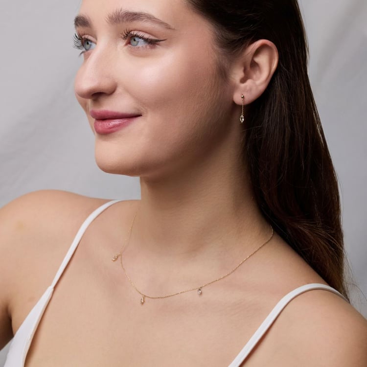 Zlatý náhrdelník s bielym topásom Rosalva 164046