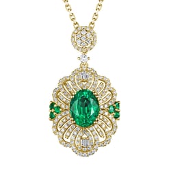 Prívesok so smaragdmi a diamantmi Sayes