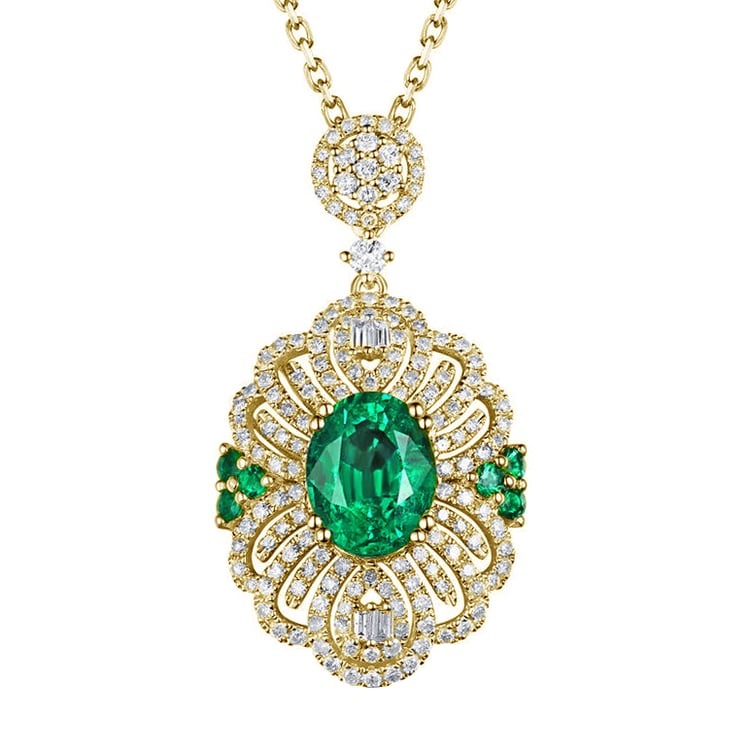 Diamantový smaragdový náhrdelník