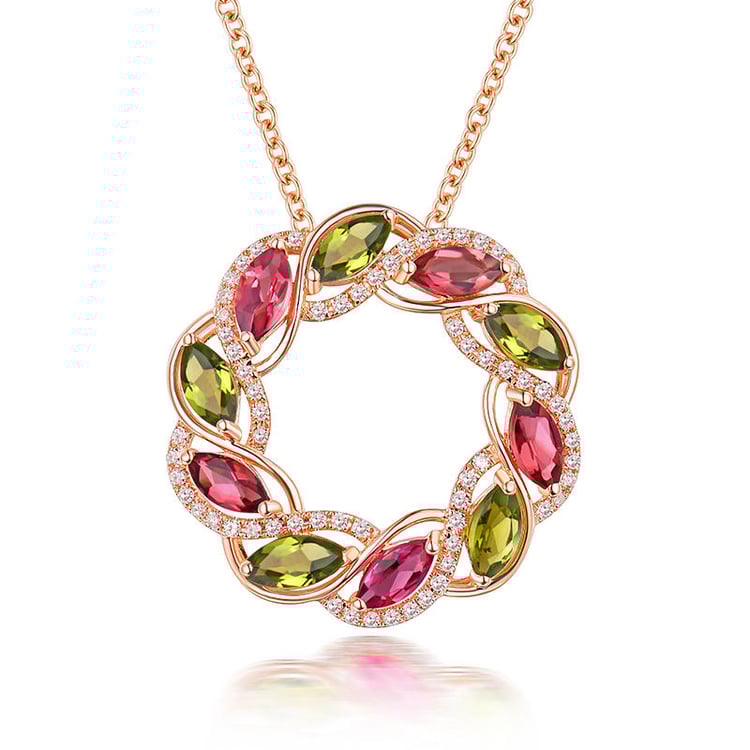 Elegantný náhrdelník s turmalínmi a diamantmi Remon