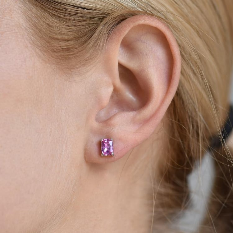 Strieborné náušnice s ružovými zafírmi Raimi 20445