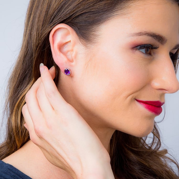 Ametystové náušnice zo striebra 30521