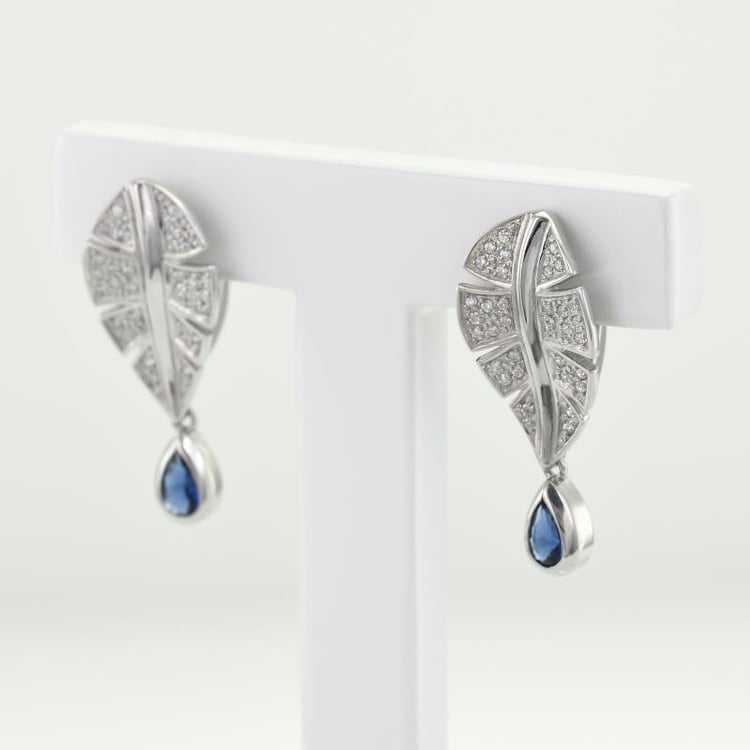 Náušnice so zafírmi a zirkónmi 50028