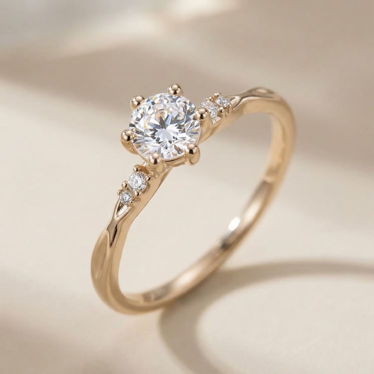 Zásnubný prsteň z orieškového zlata s lab-grown diamantmi 166504