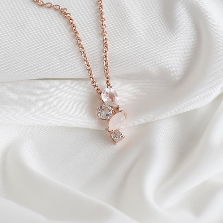 Pozlátený prívesok zo striebra s mesačným kameňom, ruženínom 93478