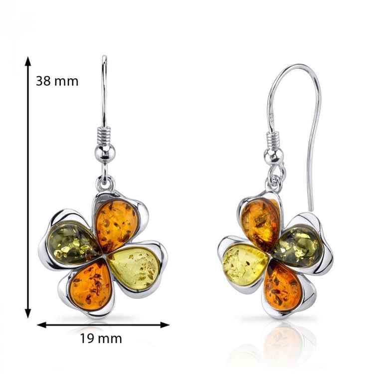 Strieborné kvetinové náušnice plné jantárov Iliana 5174